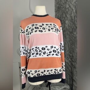 Chic Leopard Print Sweater - Black, Orange, and Pink